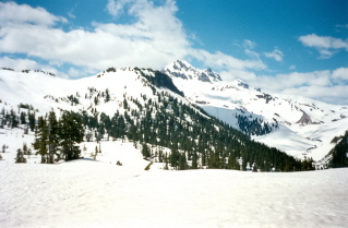 Another view from ridge on way to Elfin Lakes 2000-06.